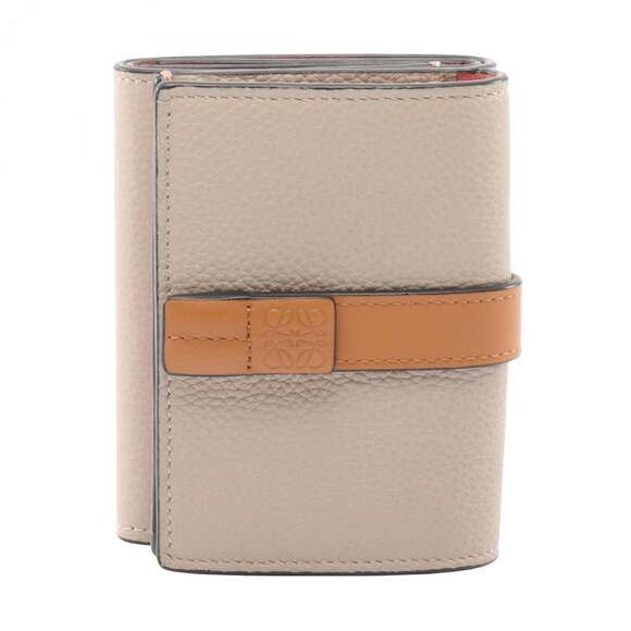 LOEWE Trifold Wallet Leather Women's Beige Brown